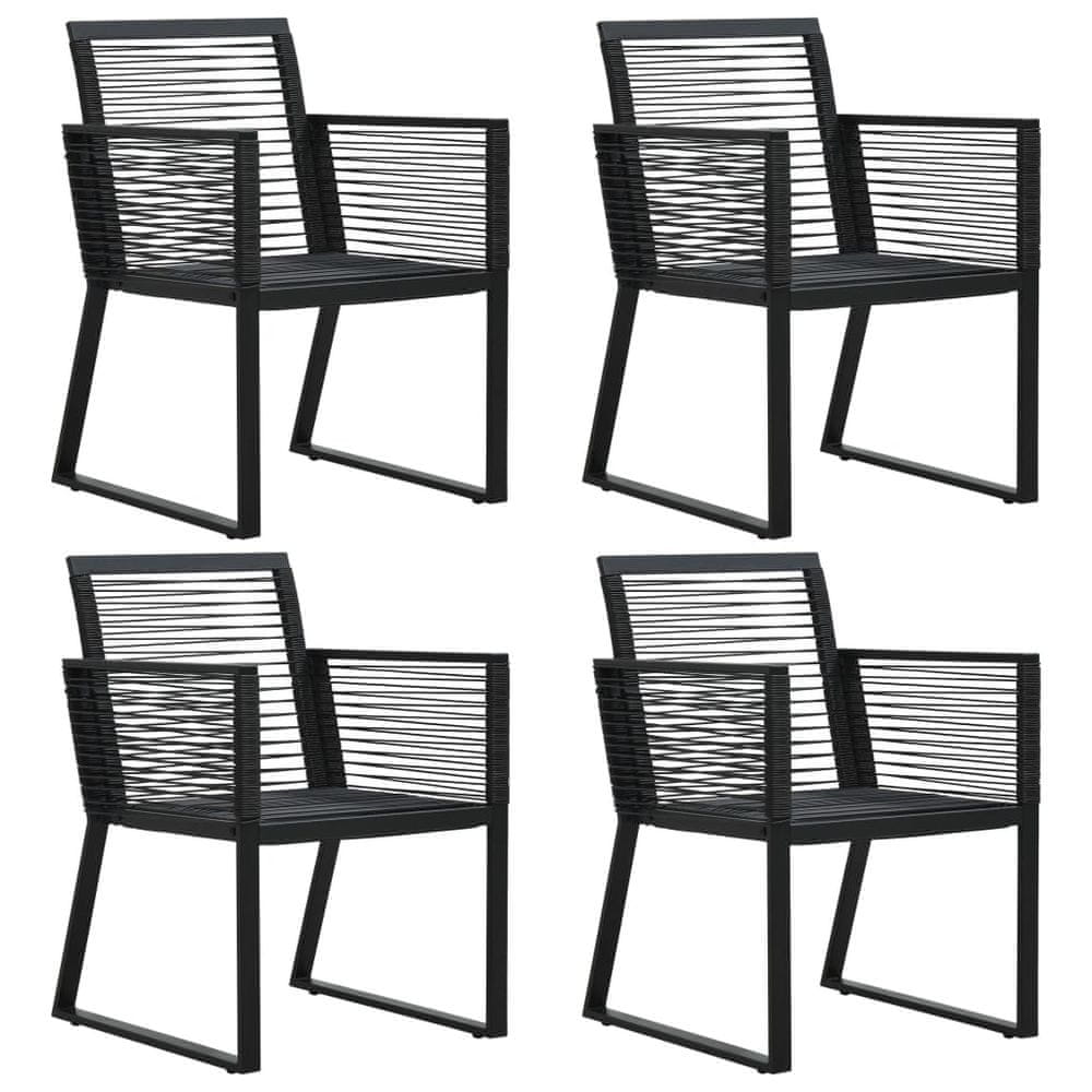 Vidaxl Záhradné stoličky 4 ks, s povrázkami, ratan, čierne
